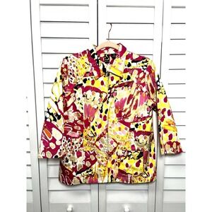 Sportelle Abstract Multicolor 3/4 Sleeve Front Zip Stretch Blazer Size XL